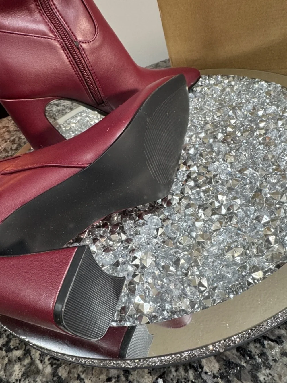 Steve Madden Lamar’s tall Block Heel Boots in Wine square toe NEW 7